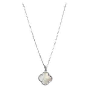 ADORNIA White Mother of Pearl Flower Necklace silver gold